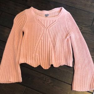 Aerie pink knit belle sleeve sweater